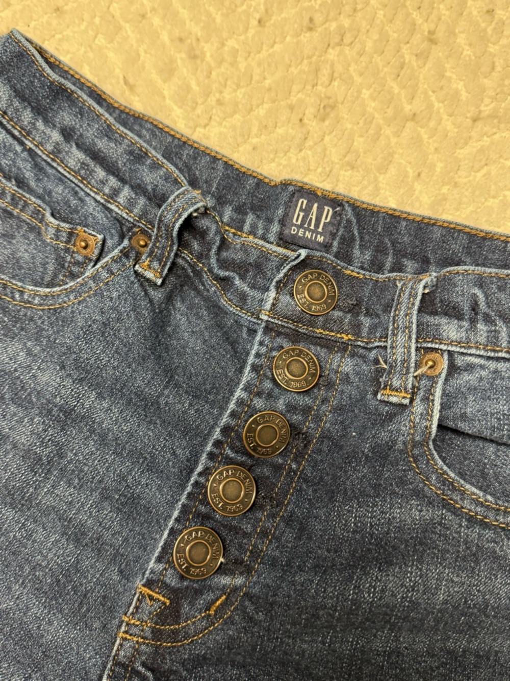 GAP Dark Blue High-Rise Button-Front Denim Shorts - Picture 3 of 4